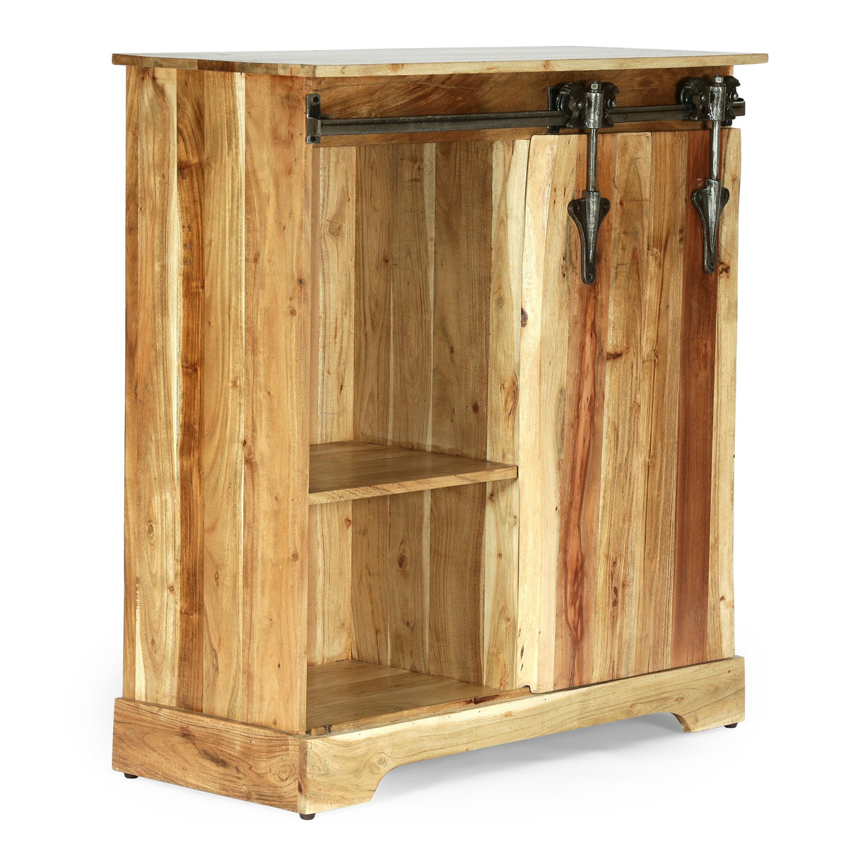 Laymon Modern Industrial Handcrafted Acacia Wood Live Edge Cabinet with Sliding Door by Christopher Knight Home