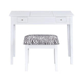 Layne White and Zebra 2-piece Vanity Set with Flip-top Mirror