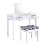 Layne White and Zebra 2-piece Vanity Set with Flip-top Mirror