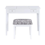 Layne White and Zebra 2-piece Vanity Set with Flip-top Mirror