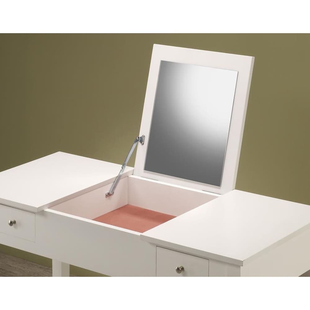 Layne White and Zebra 2-piece Vanity Set with Flip-top Mirror