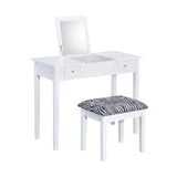 Layne White and Zebra 2-piece Vanity Set with Flip-top Mirror