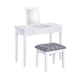 Layne White and Zebra 2-piece Vanity Set with Flip-top Mirror