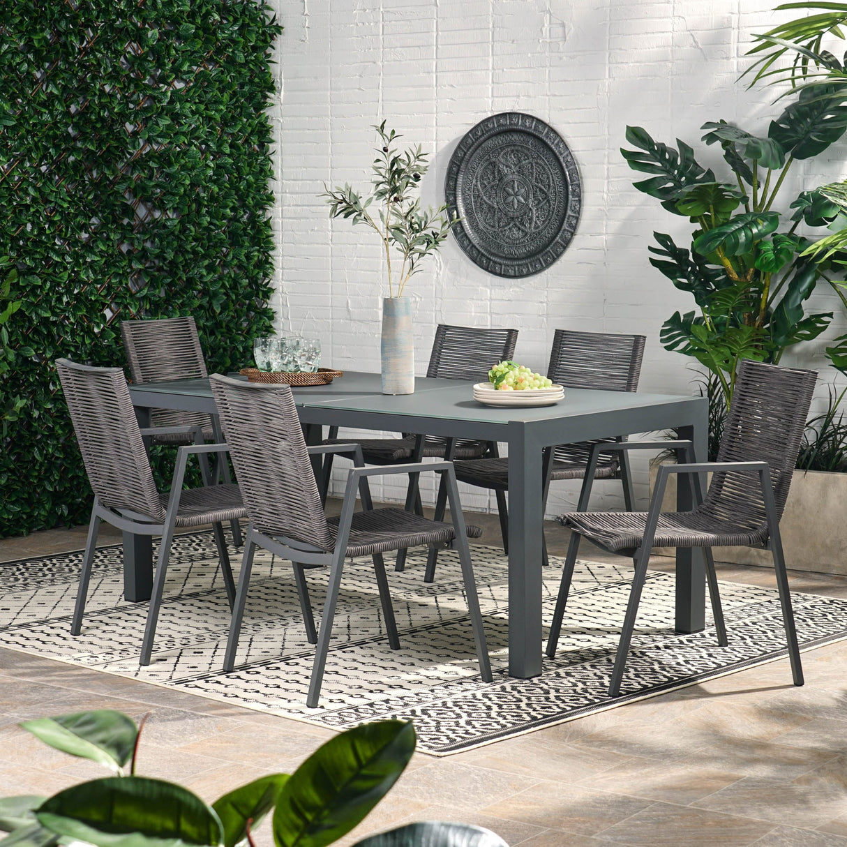 Lazuli Aluminum Outdoor 7-piece Dining Set by Christopher Knight Home