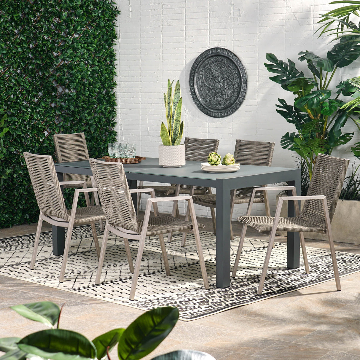 Lazuli Aluminum Outdoor 7-piece Dining Set by Christopher Knight Home