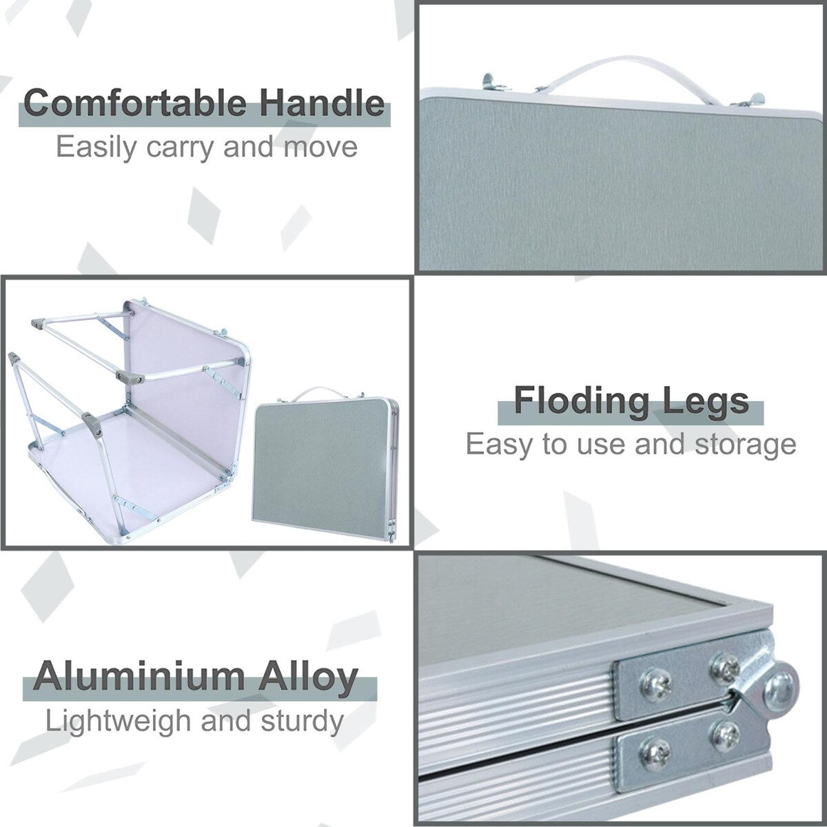 Lazy Bed Laptop Table Portable Folding Small Tray Desk Aluminum Lightweight Portable Folding Silver