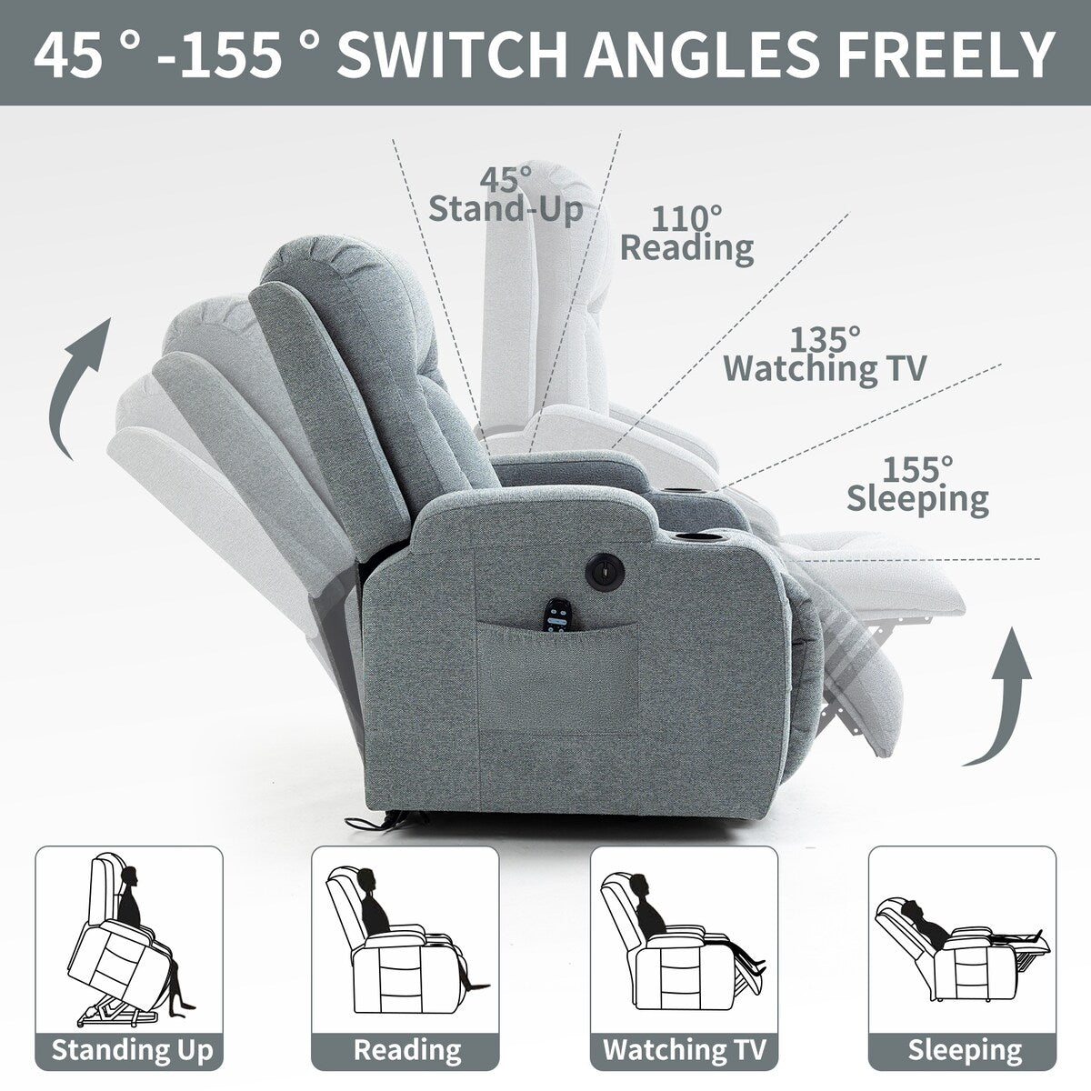 Lazy Boy Power Lift Recliner Chair w/Massage Heated &amp; USB Port 