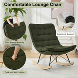 Lazy Rocking Chair,Comfortable Lounge Chair with Wide Backrest and Seat Wood Base