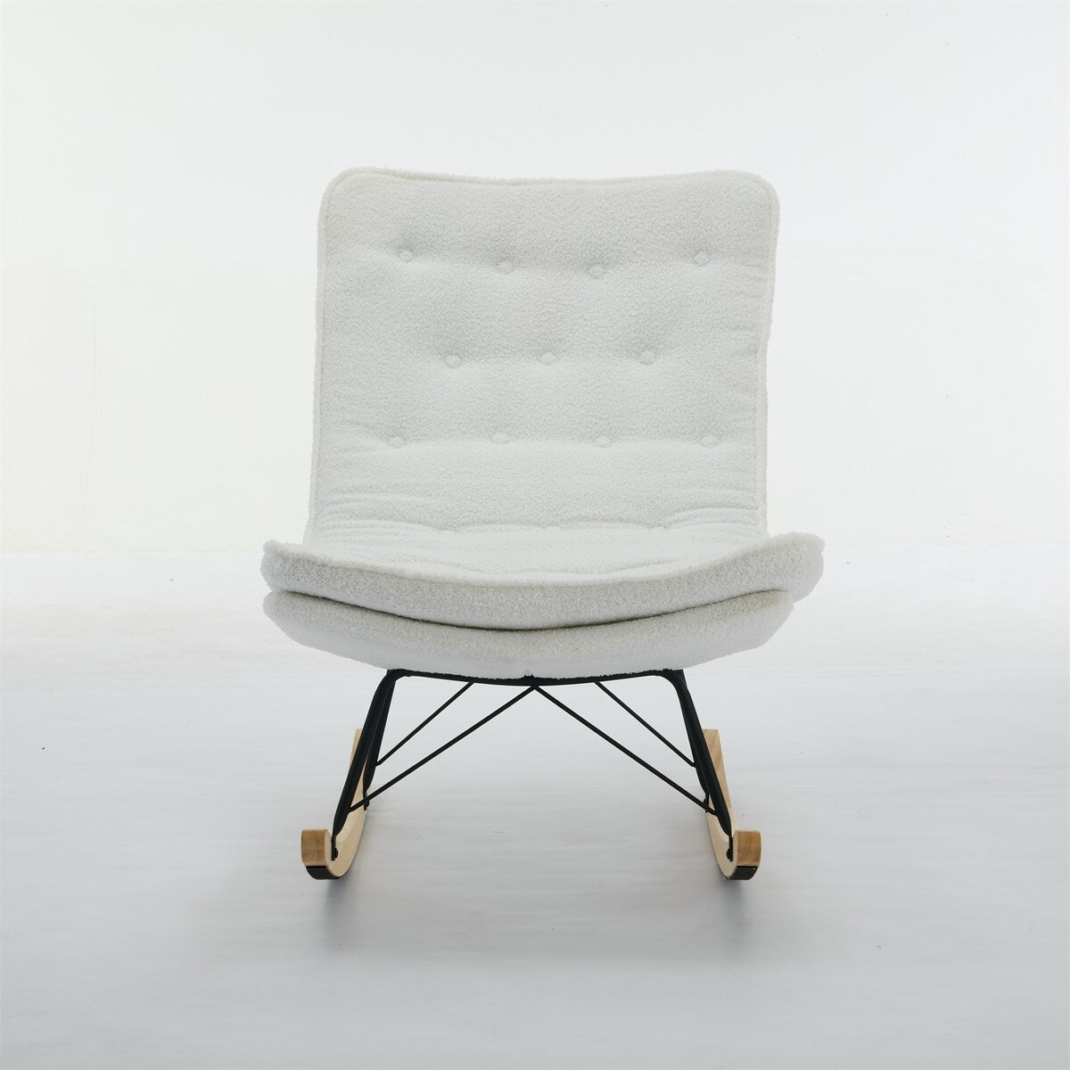 Lazy Rocking Chair,Comfortable Lounge Chair with Wide Backrest and Seat Wood Base
