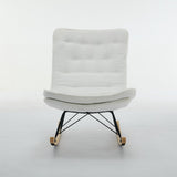 Lazy Rocking Chair,Comfortable Lounge Chair with Wide Backrest and Seat Wood Base