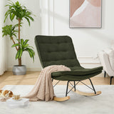 Lazy Rocking Chair,Comfortable Lounge Chair with Wide Backrest and Seat Wood Base