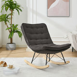 Lazy Rocking Chair,Comfortable Lounge Chair with Wide Backrest and Seat Wood Base