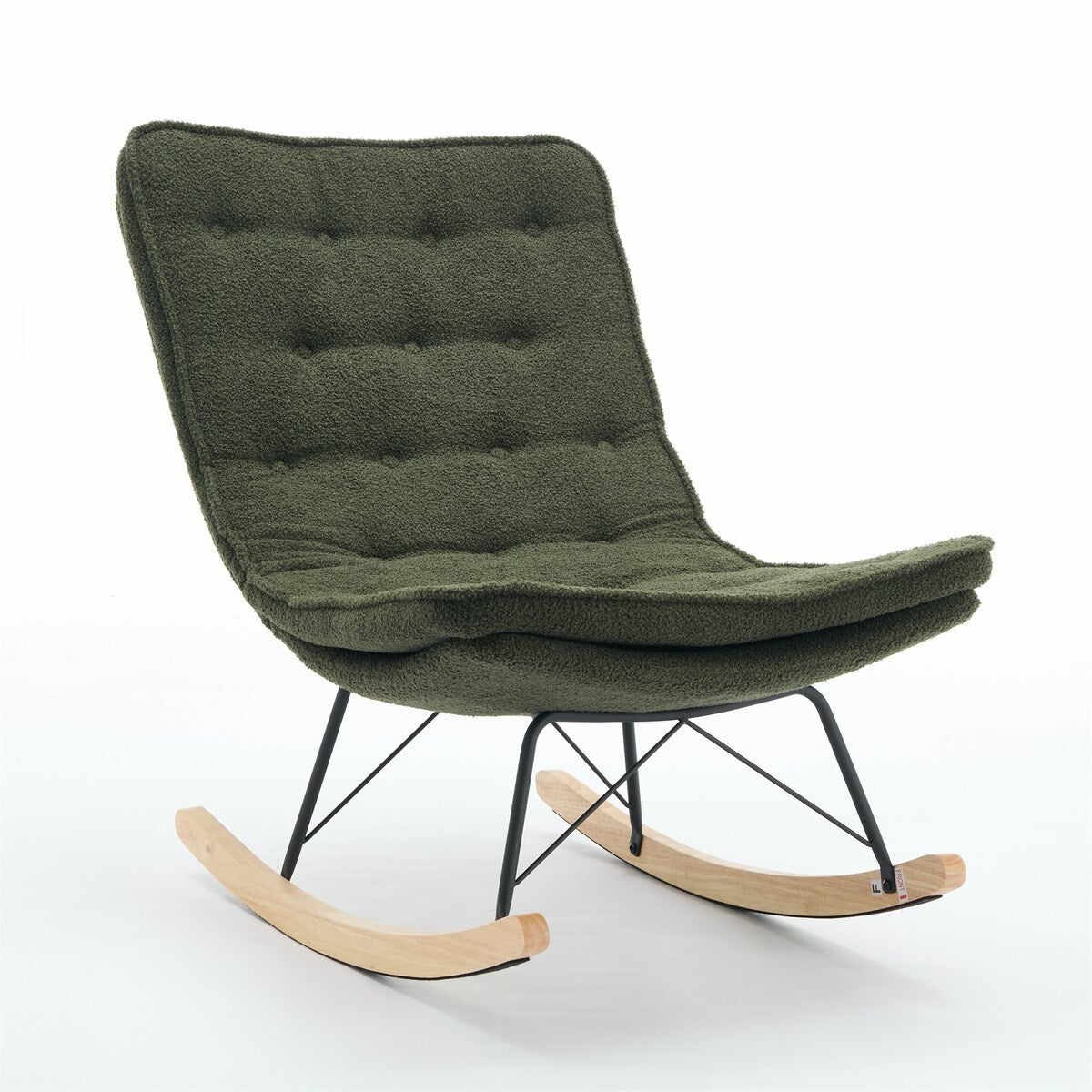 Lazy Rocking Chair,Comfortable Lounge Chair with Wide Backrest and Seat Wood Base