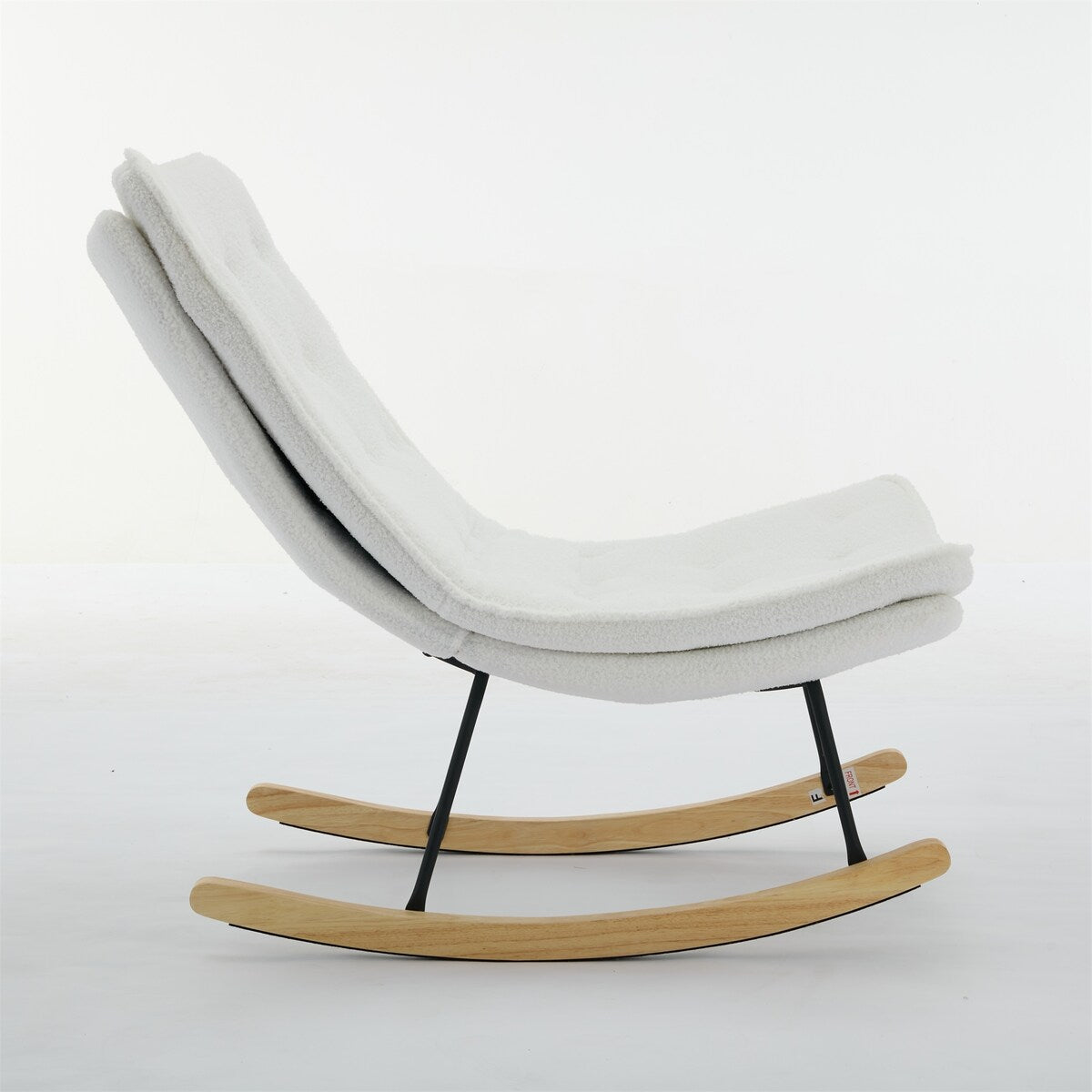Lazy Rocking Chair,Comfortable Lounge Chair with Wide Backrest and Seat Wood Base