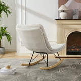 Lazy Rocking Chair,Comfortable Lounge Chair with Wide Backrest and Seat Wood Base
