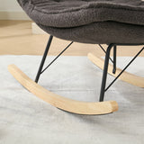 Lazy Rocking Chair,Comfortable Lounge Chair with Wide Backrest and Seat Wood Base