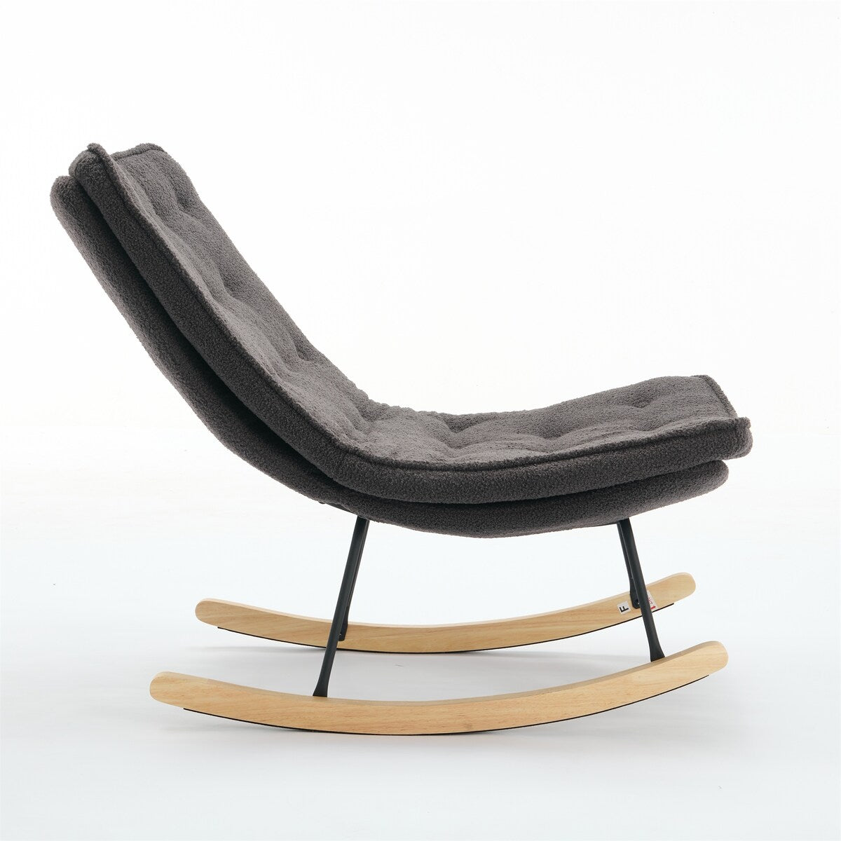 Lazy Rocking Chair,Comfortable Lounge Chair with Wide Backrest and Seat Wood Base