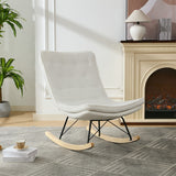 Lazy Rocking Chair,Comfortable Lounge Chair with Wide Backrest and Seat Wood Base