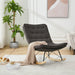 Lazy Rocking Chair,Comfortable Lounge Chair with Wide Backrest and Seat Wood Base
