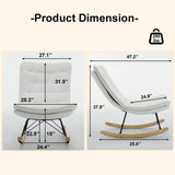 Lazy Rocking Chair,Comfortable Lounge Chair with Wide Backrest and Seat Wood Base