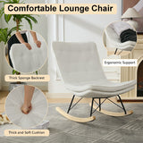 Lazy Rocking Chair,Comfortable Lounge Chair with Wide Backrest and Seat Wood Base