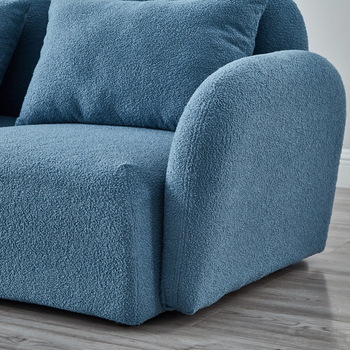 Lazy Sofa Teddy Fabric Loveseat Sofa with Curved Armrests and Backrests