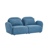 Lazy Sofa Teddy Fabric Loveseat Sofa with Curved Armrests and Backrests