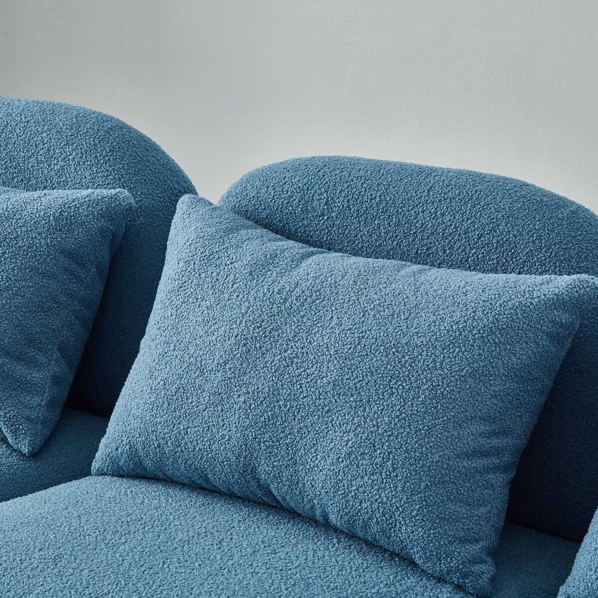 Lazy Sofa Teddy Fabric Loveseat Sofa with Curved Armrests and Backrests