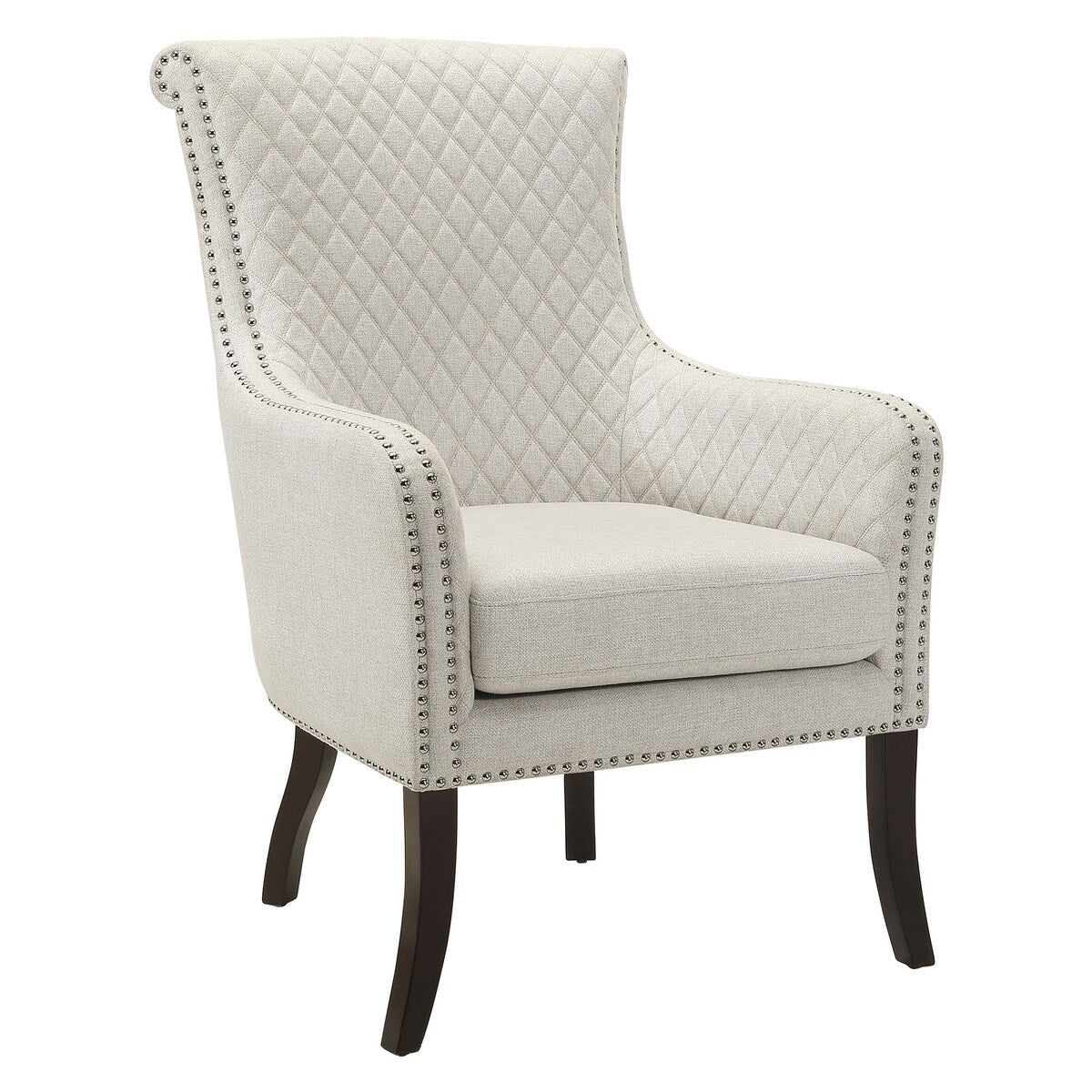 Lazzara Home Weaver Beige Diamond Stitched Back Accent Chair - 33x28x42.5