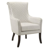 Lazzara Home Weaver Beige Diamond Stitched Back Accent Chair - 33x28x42.5