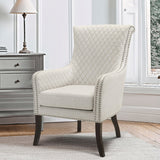 Lazzara Home Weaver Beige Diamond Stitched Back Accent Chair - 33x28x42.5