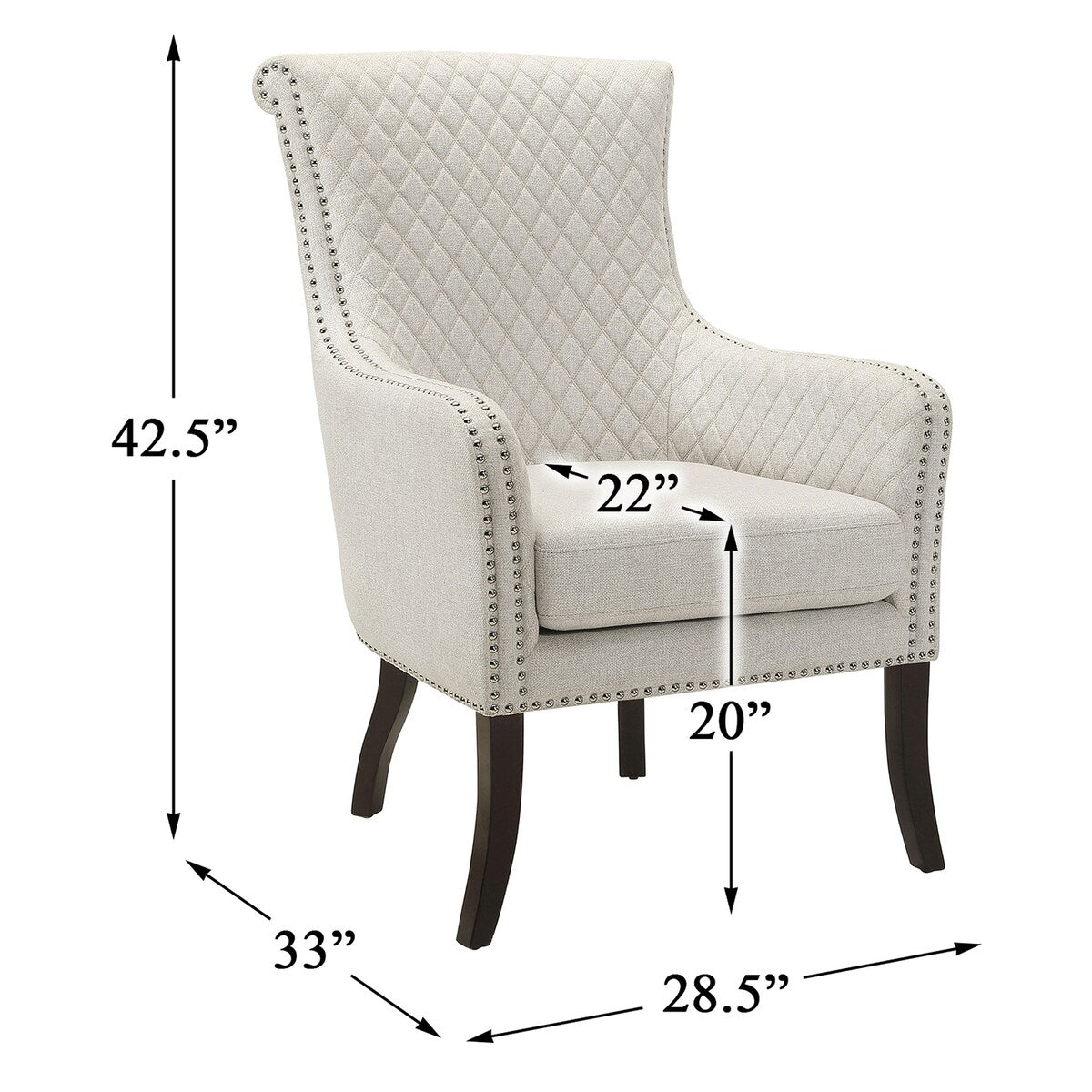Lazzara Home Weaver Beige Diamond Stitched Back Accent Chair - 33x28x42.5
