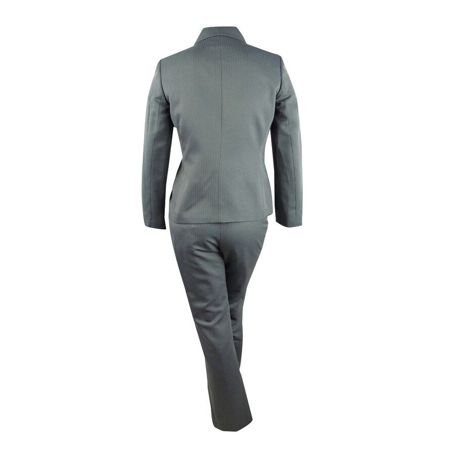 Le Suit Women's Herringbone Pantsuit (18, Steel Multi)