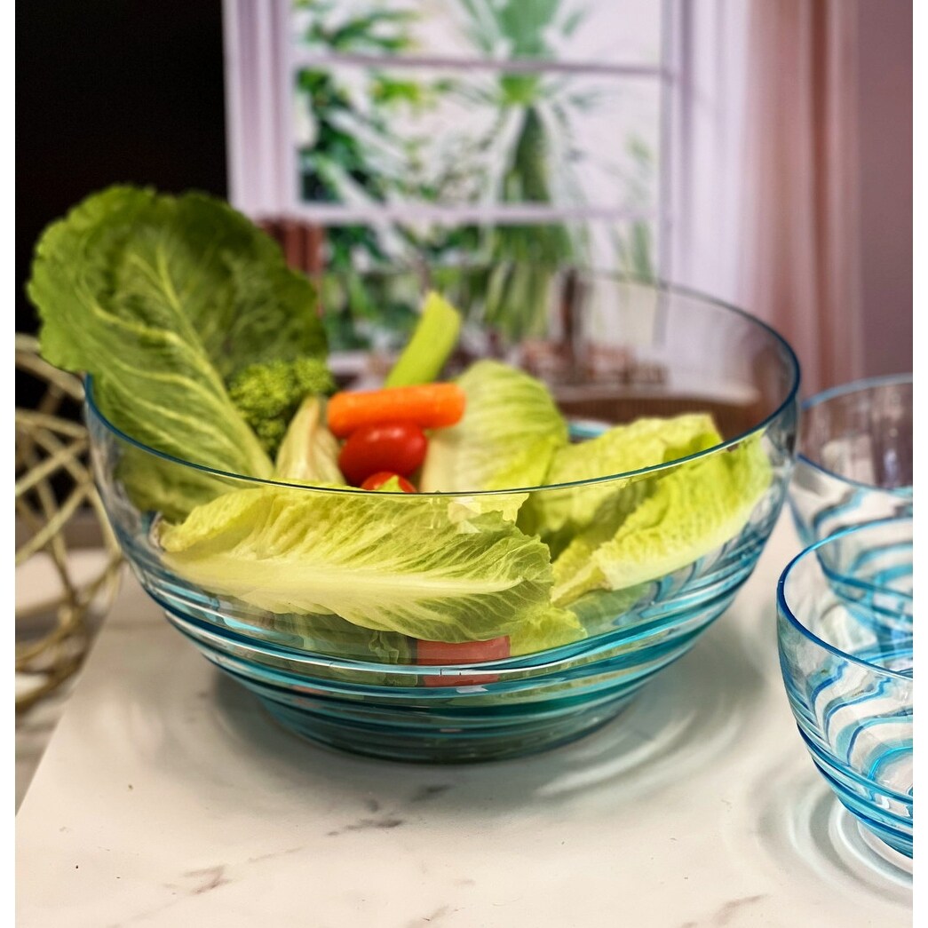 LeadingWare Swirl Acrylic Large Serving Bowls - 10" W x 10" L x 4.9" H