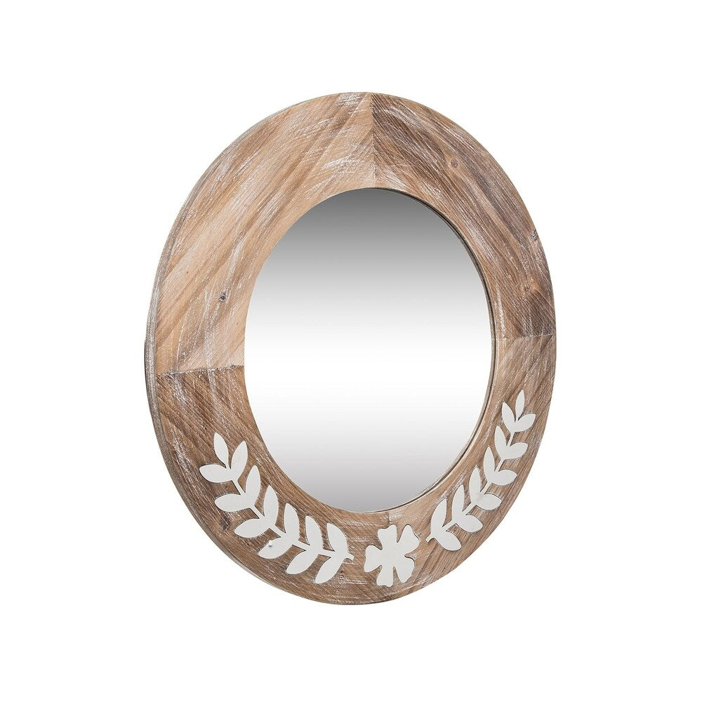 Leaf Flower Metal Wood Mirror