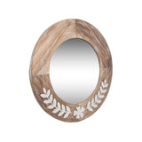 Leaf Flower Metal Wood Mirror