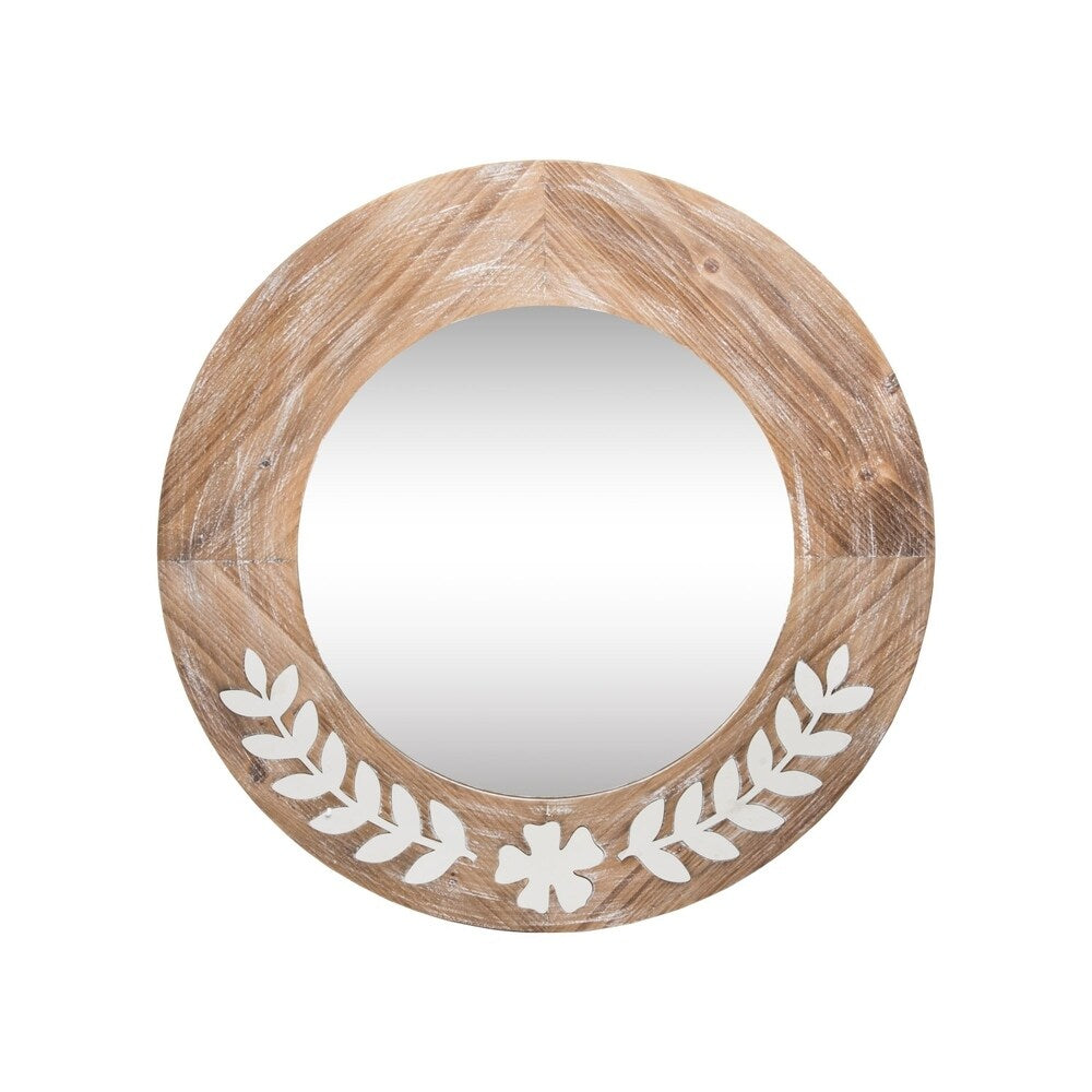 Leaf Flower Metal Wood Mirror
