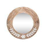 Leaf Flower Metal Wood Mirror