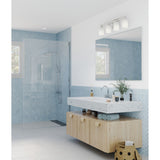 League Collection Four-Light Brushed Nickel and Etched Glass Modern Farmhouse Bath Vanity Light - 32.5 in x 5.5 in x 7.62 in