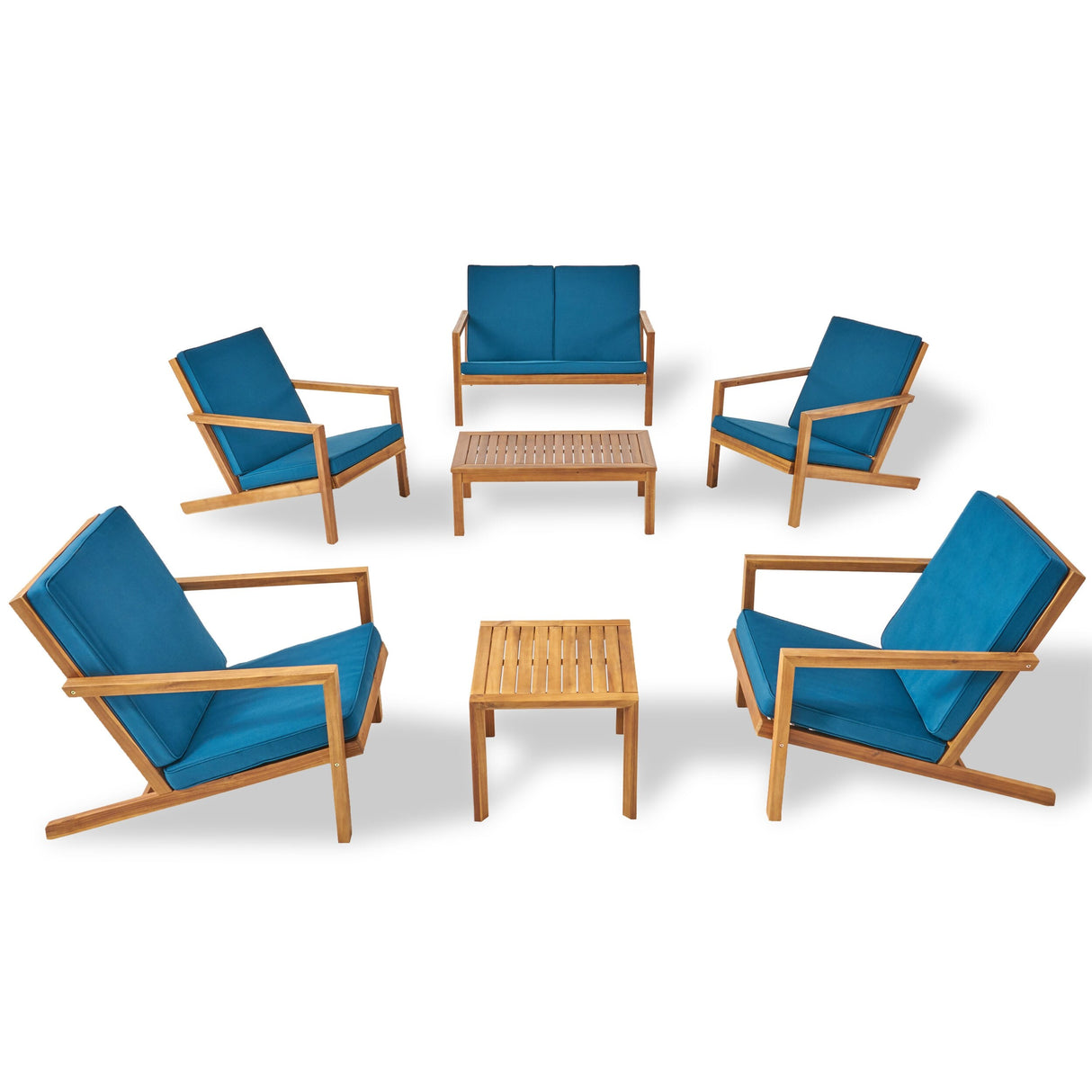 Leah Outdoor 6-Seater Acacia Wood Chat Set by Christopher Knight Home