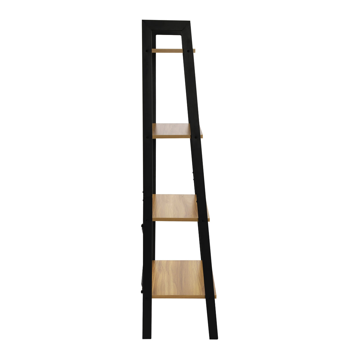 Leaning Ladder Bookshelf Industrial Bookcase 4-Tier Storage Rack Shelf