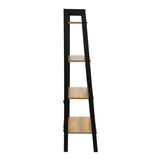 Leaning Ladder Bookshelf Industrial Bookcase 4-Tier Storage Rack Shelf