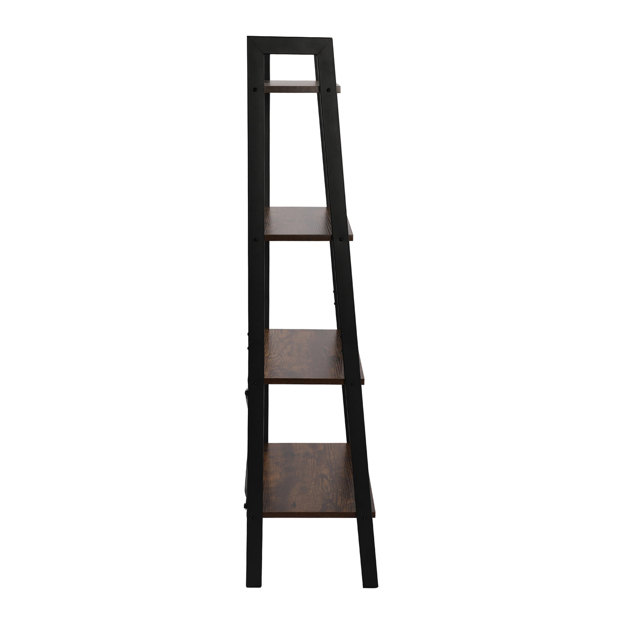 Leaning Ladder Bookshelf Industrial Bookcase 4-Tier Storage Rack Shelf