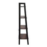 Leaning Ladder Bookshelf Industrial Bookcase 4-Tier Storage Rack Shelf