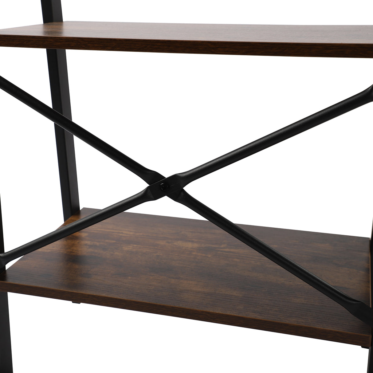 Leaning Ladder Bookshelf Industrial Bookcase 4-Tier Storage Rack Shelf