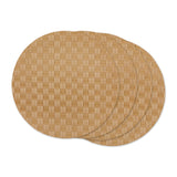 Leather Brown Basketweave Round Woven Placemat (Set of 4) - Placemat Set, 15" Round
