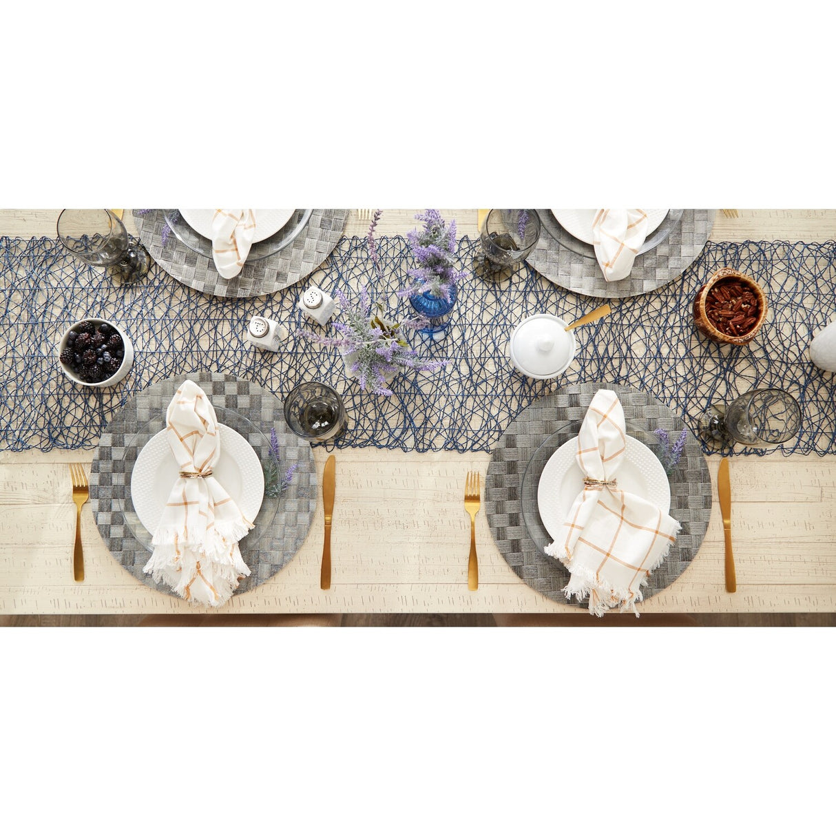 Leather Brown Basketweave Round Woven Placemat (Set of 4) - Placemat Set, 15" Round