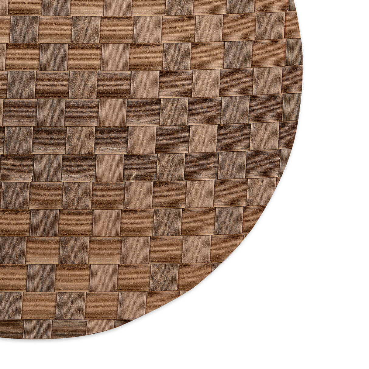 Leather Brown Basketweave Round Woven Placemat (Set of 4) - Placemat Set, 15" Round
