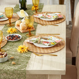 Leather Brown Basketweave Round Woven Placemat (Set of 4) - Placemat Set, 15" Round
