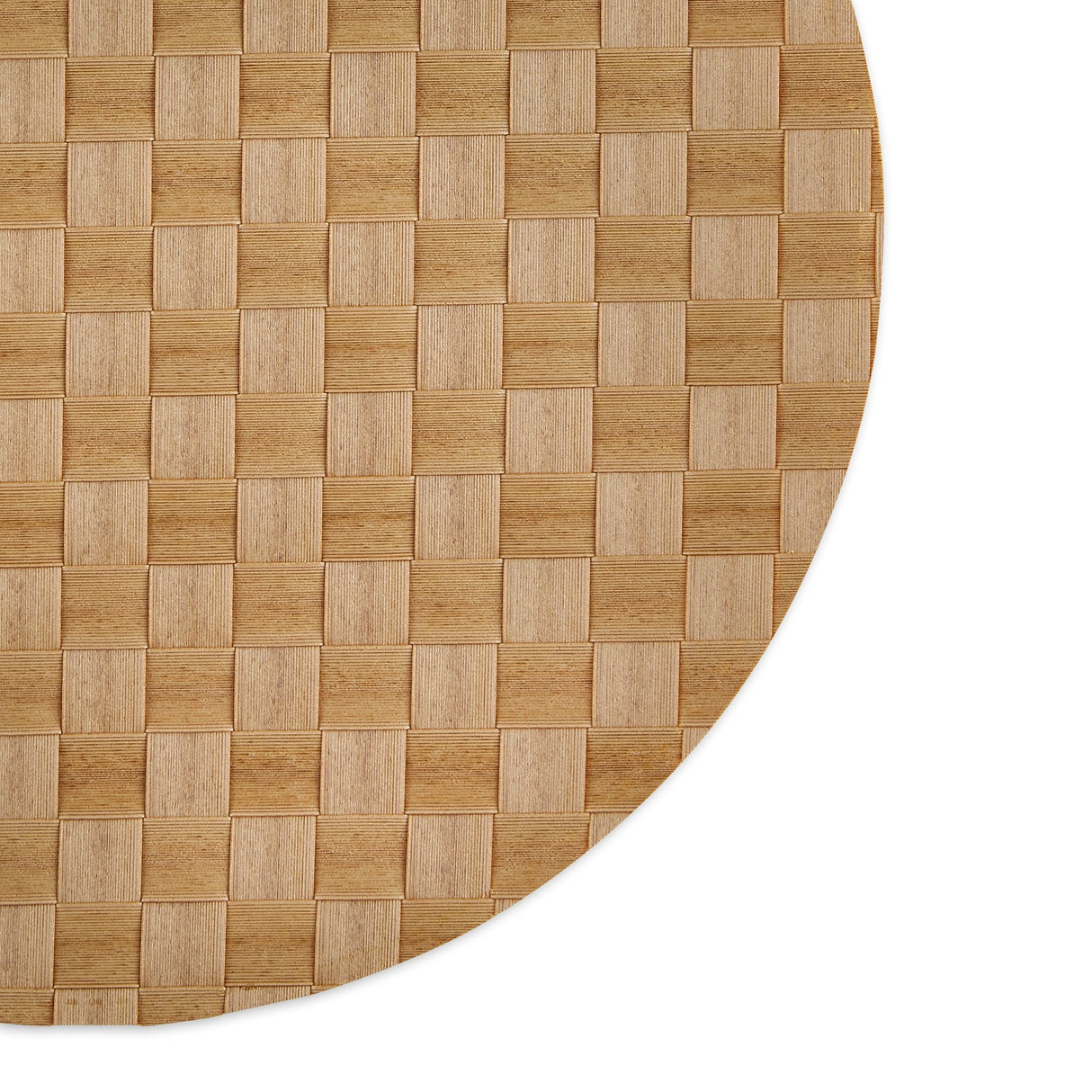 Leather Brown Basketweave Round Woven Placemat (Set of 4) - Placemat Set, 15" Round